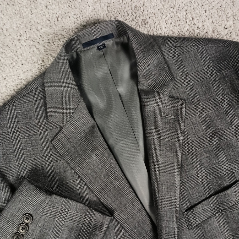Jos A Bank 1905 Tailored Fit 42S Glen Plaid With Red And Blue Over-stripe...